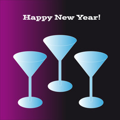 Glasses on black-purple background.