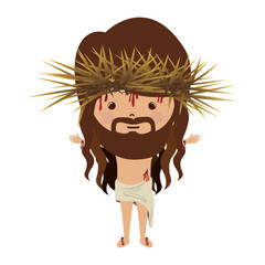 avatar jesus christ with crown thorns and bood vector illustration