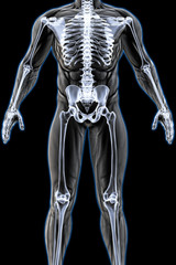 man's body under X-rays. 3D illustration.