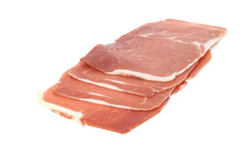 closeup on a piece of spanish serrano ham