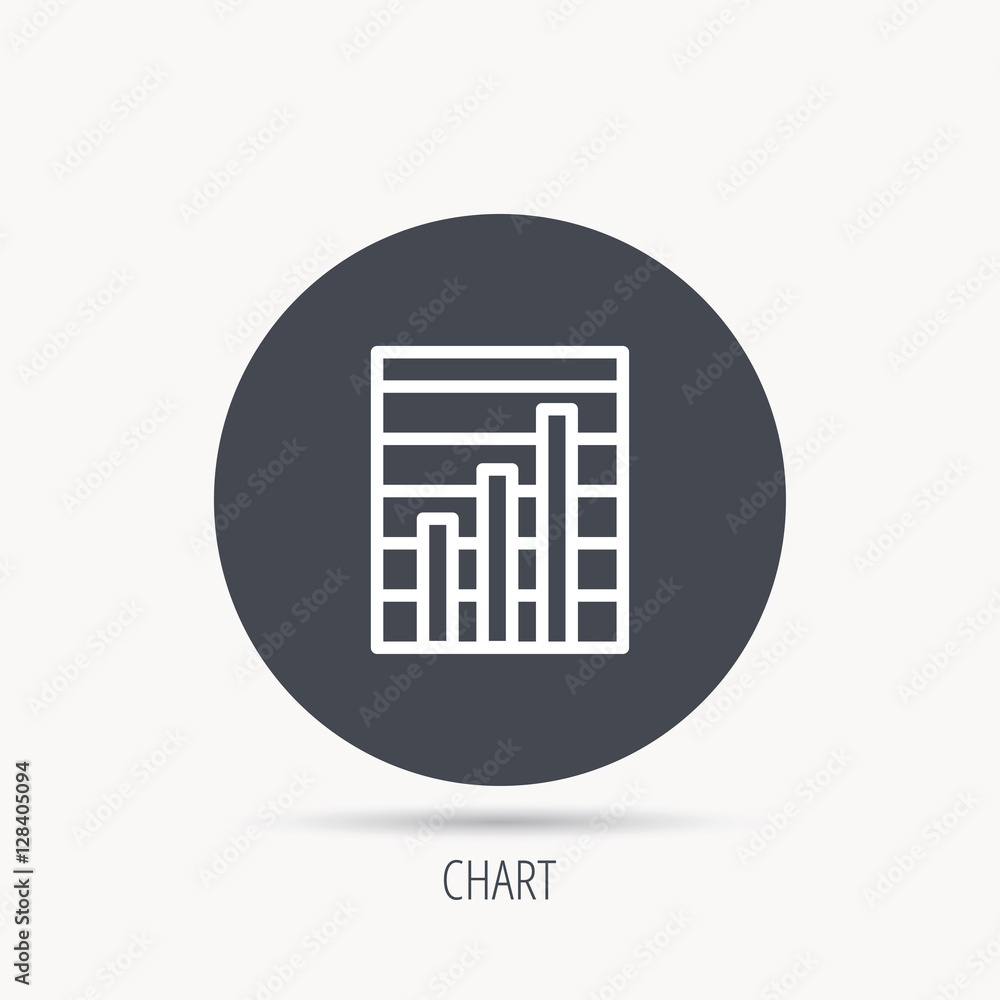 Poster chart icon. graph diagram sign. demand growth symbol. round web button with flat icon. vector