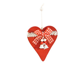 Vintage wooden Christmas decoration isolated over white.