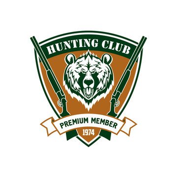 Hunting club member vector isloated shield sign