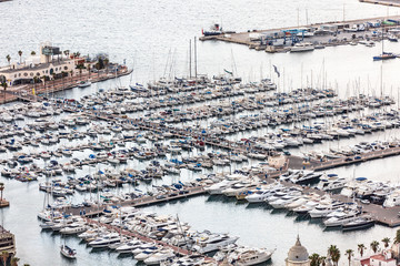 Top view of the Bay (the Marina) where there is a lot  boat.