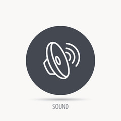 Sound waves icon. Audio speaker sign. Music symbol. Round web button with flat icon. Vector