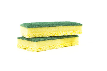 Two cellulose sponges isolated on white background