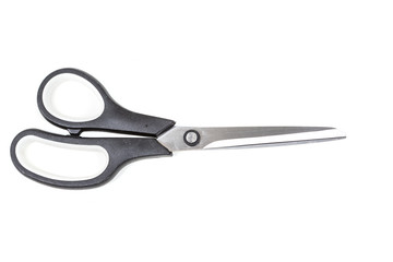 Black and white scissors isolated on white background