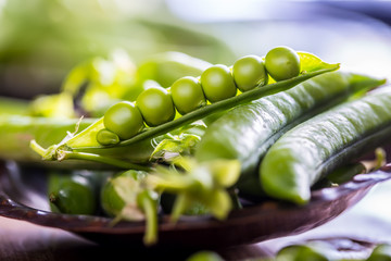 Peas. Green peas.Fresh Homemade Peas.