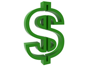 3D render - green dollar sign
