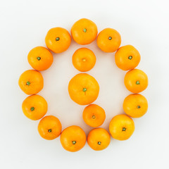 Mandarin. Flat lay. White Background