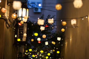 new year ornaments decorating the street