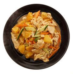 Chinese food. Chicken with orange and vegetables