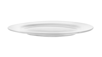 Empty white plate isolated on a white background