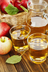 Fresh apple juice in the glass