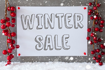 Fototapeta na wymiar Label, Snowflakes, Christmas Decoration, Text Winter Sale