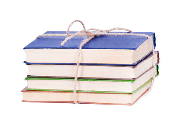 Stack of colored old books 