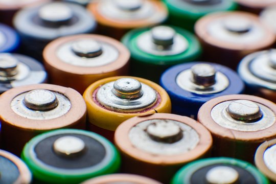 Energy abstract background of colorful batteries.