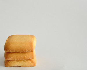 A stack of golden brown biscuits