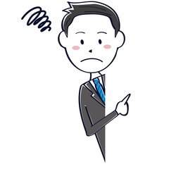 かわいい　さわやかビジネスマン　線画　短髪黒髪 上半身　覗き込んで落ち込む