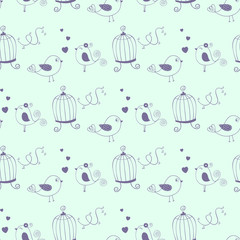 seamless bird pattern and background vector illustration