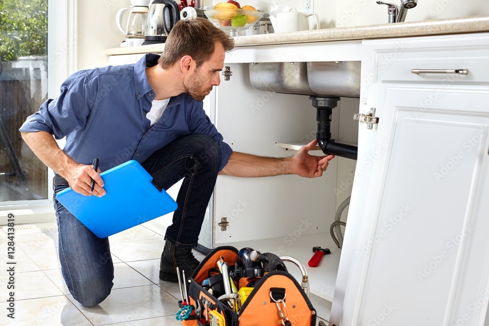 Wall mural plumber.