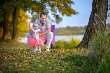 Fototapeta premium father with the beloved little daughter