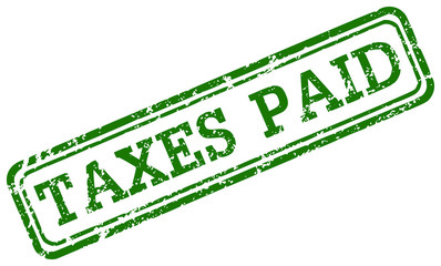 Taxes paid green rubber stamp