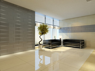 rendering empty lobby interior.