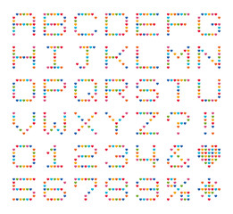 アルファベット　ハート　ドット　カラフル 