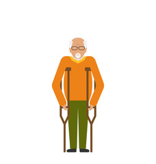 Older Man with Crutches. Disability, Elderly, Grandfather