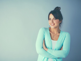 Fototapeta premium Portrait of an attractive fashionable young brunette woman