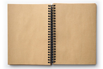 Fototapeta premium Open old book with blank pages isolated on white