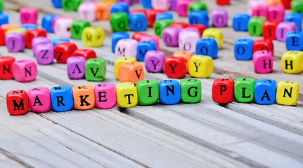 Marketing Plan words on table