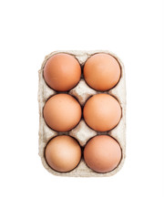 Six Egg Pack Isolated on White
