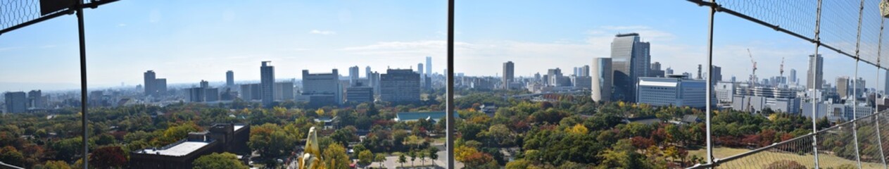 Fototapeta premium Cityscape of Osaka city viewed from Osaka Castle, Osaka, Japan - Photo taken on November6th, 2015