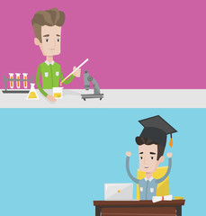 Two educational banners with space for text.