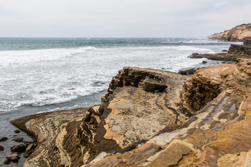 Fototapeta na wymiar Point Loma tidepools eroded cliffs in San Diego, California.