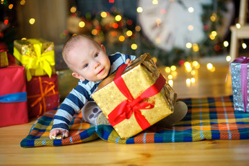Fototapeta na wymiar little boy in a festive interior