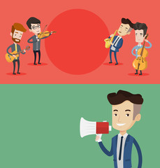 Two media banners with space for text.