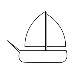 Sailboat toy icon. Childhood play game and object theme. Isolated design. Vector illustration