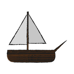 Sailboat toy icon. Childhood play game and object theme. Isolated design. Vector illustration