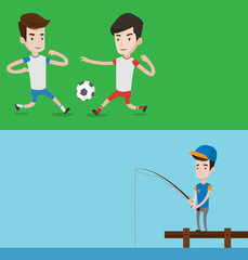 Two sport banners with space for text.