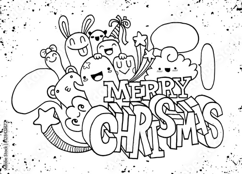 &quot;Hand drawing cartoon character,Merry christmas .Doodles vector i&quot; Stock image and royalty-free