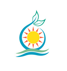 Nature sun and leafs logo