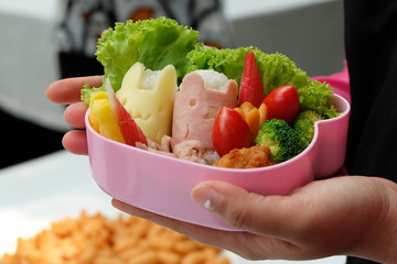 Bento box with sushi and Vegetable. Japaneses food
