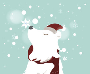 Christmas greeting card with polar bear