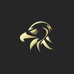 Golden Eagle or Hawk Head Silhouette Logo