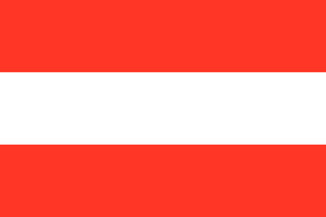 Waving flag of Austria . Vector illustration of icon with red and white colors.