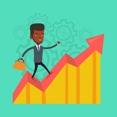 Business woman standing on growth graph.