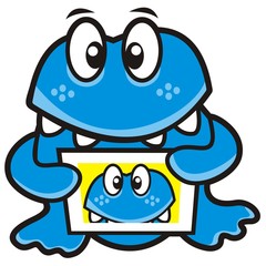 selfing, animal and mobil, vector icon, humorous illustration